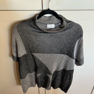 Foil Black and White Women's Cowl Neck Sweater